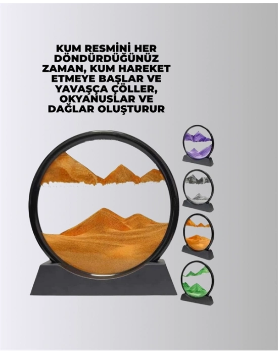 ® Zihin Açıcı Kum Manzarası – 3D Dinamik Kum Tablosu, Dekoratif, Dönüştükçe Yenilenen Sakinleştirici Sanat Eseri