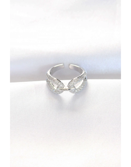 ® Zirkon Taşlı Silver Renk Ayarlanabilir Yüzük