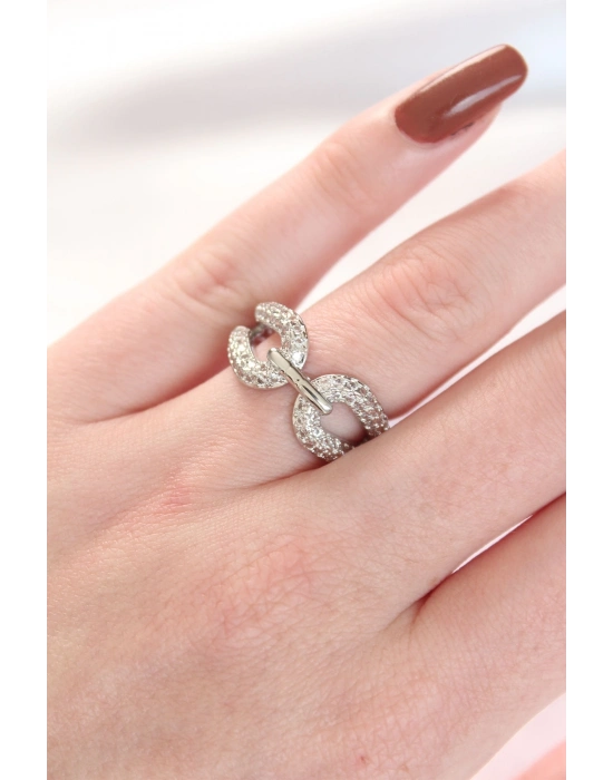 ® Zirkon Taşlı Silver Renk Ayarlanabilir Yüzük