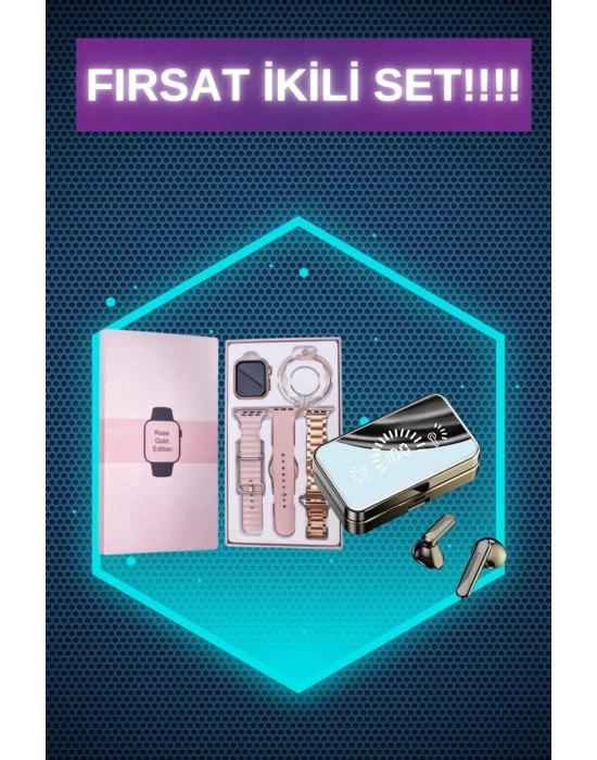 ÇOK SATAN Bileklikli Amoled Ekran Akıllı Saat ve Dijital Göstergeli Kablosuz Bluetooth Kulaklık ANC/ ENC