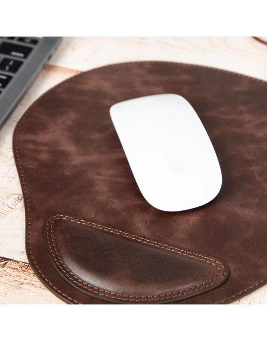 ÇOK SATAN Bileklikli Deri Mouse Pad Antik Koyu Kahve