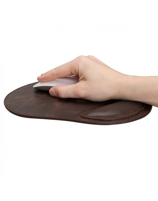 ÇOK SATAN Bileklikli Deri Mouse Pad Antik Koyu Kahve