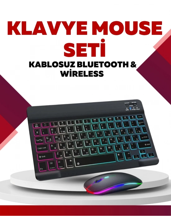 ÇOK SATAN Bluetooth 5.3 Destekli Şarjlı Taşınabilir Klavye + Mouse Kombinasyonu