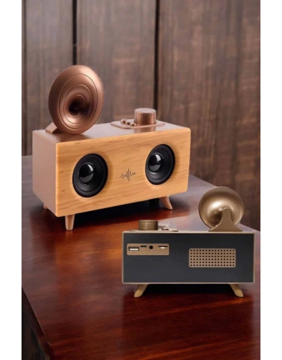 ÇOK SATAN Bluetooth Hoparlör Ahşap Klasik Retro Gramofon Bluetooth Müzik Kutusu
