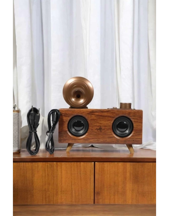 ÇOK SATAN Bluetooth Hoparlör Ahşap Klasik Retro Gramofon Bluetooth Müzik Kutusu