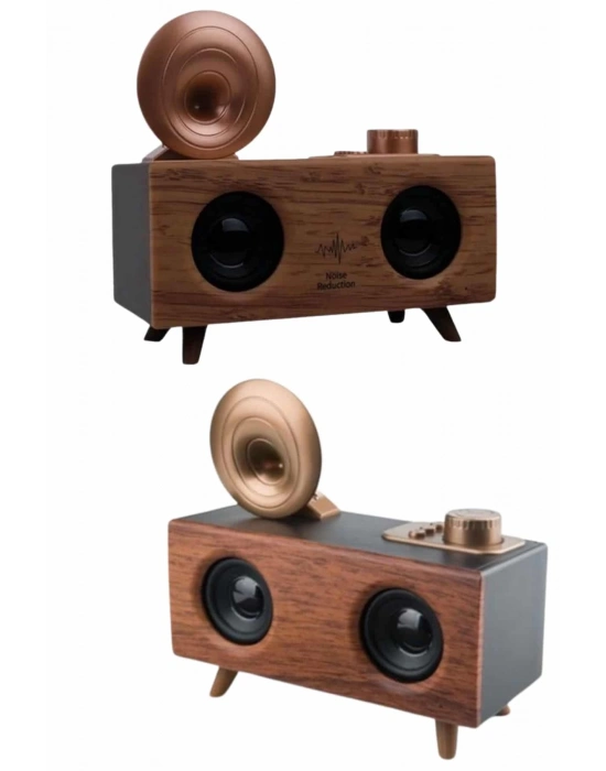ÇOK SATAN Bluetooth Nostalji Speaker Radyo Gramofon Ahşap Renk Vintage