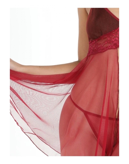 ÇOK SATAN Bordo Tül Geclik -670