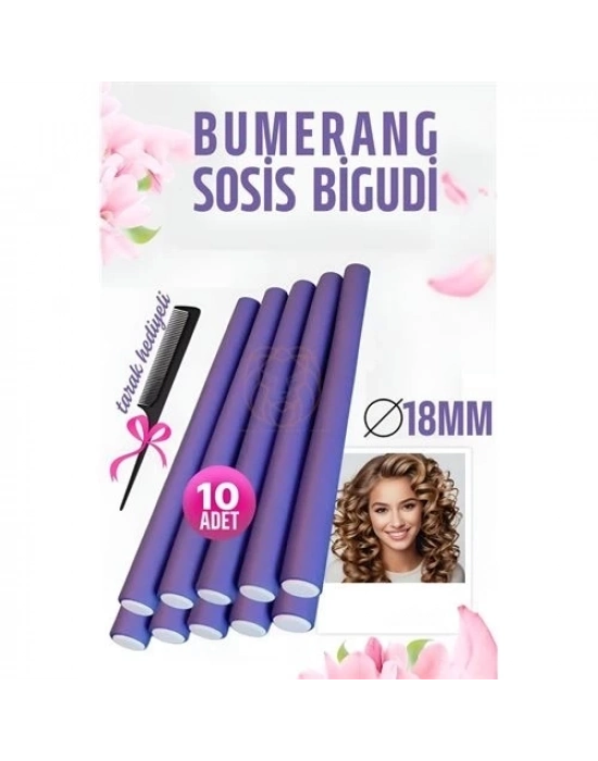 ÇOK SATAN Bumerang Sosis Bigudi Tarak Seti 18 mm Kalınlık 10 Adet