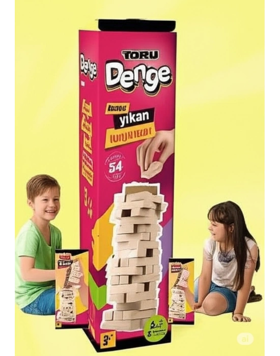 ÇOK SATAN Büyük Boy Doğal Ahşap Denge Oyunu Kule Oyunu 54 Parça Ahşap Yapı Blokları Cenga