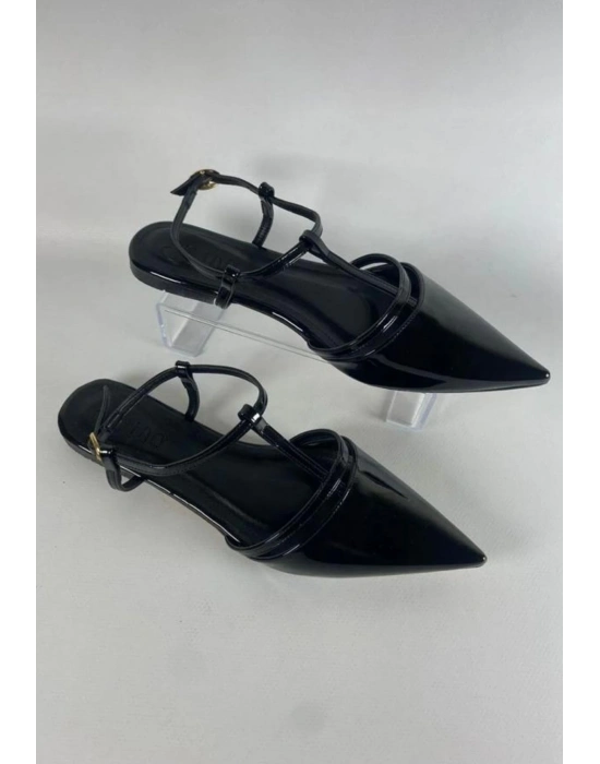 Canca Siyah Rugan Babet Ayakkabı