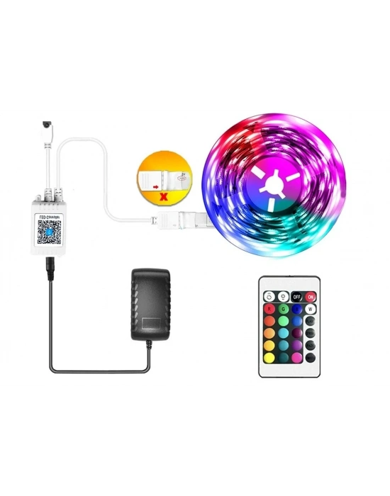 ÇOK SATAN CATA CT 4557 Rgb Şerit Led Set 5 Mt Rgb Led 3 Renk+Trafo+ Kumanda