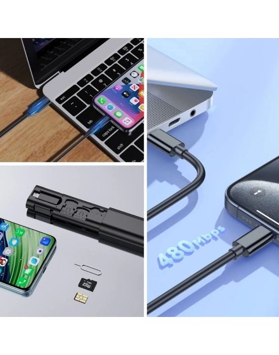 ÇOK SATAN Cep Tipi 60W Bas Aç Type-C,İphone Şarj,Micro USB Hızlı Şarj Data Kablo Seti