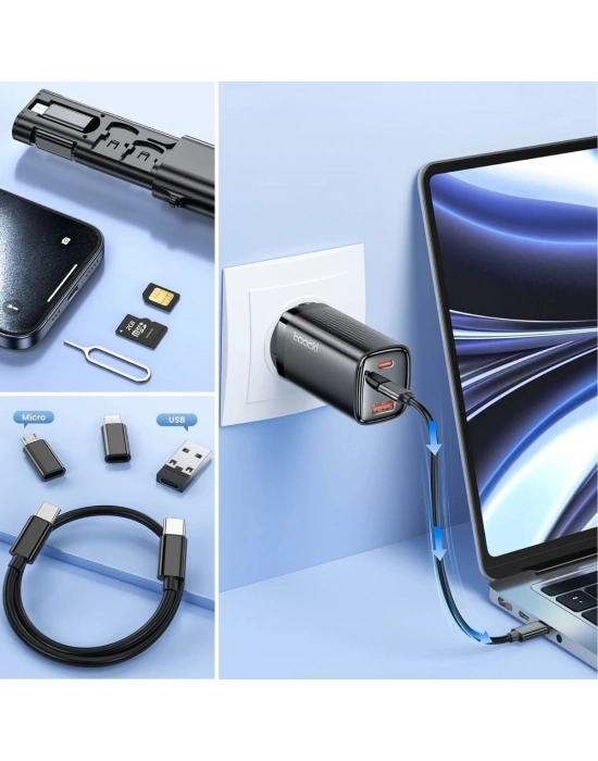 ÇOK SATAN Cep Tipi 60W Bas Aç Type-C,İphone Şarj,Micro USB Hızlı Şarj Data Kablo Seti