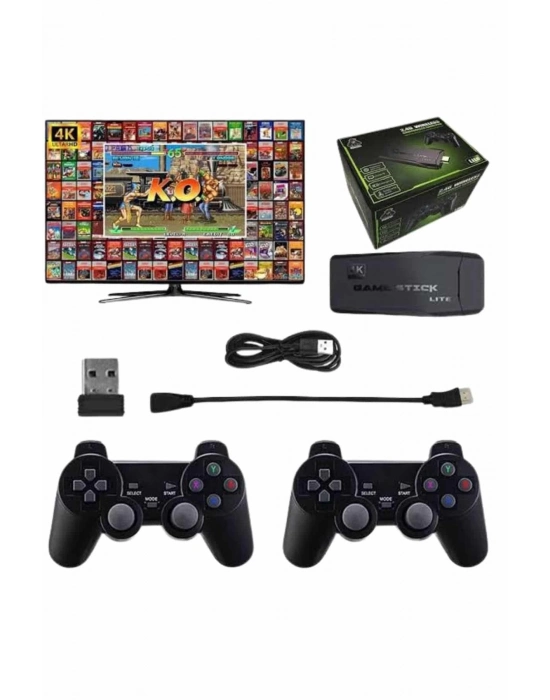 ÇOK SATAN Çift Kollu 2.4g kablosuz Retro 4k Game stick 3500 oyun atari HD Görüntü Kalitesi