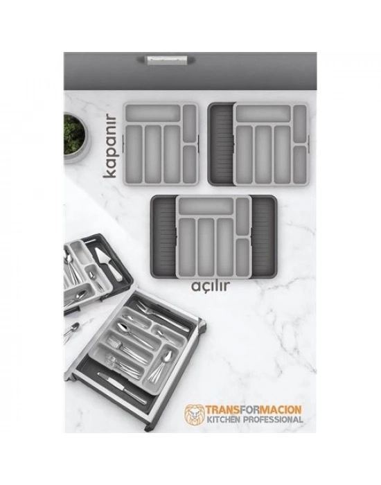 ® Çift Taraflı Uzayabilen Ayarlı Çekmece Içi Kaşıklık