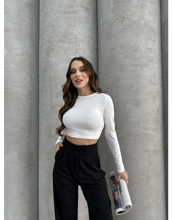 Cırtlı pantolon krep siyah pt