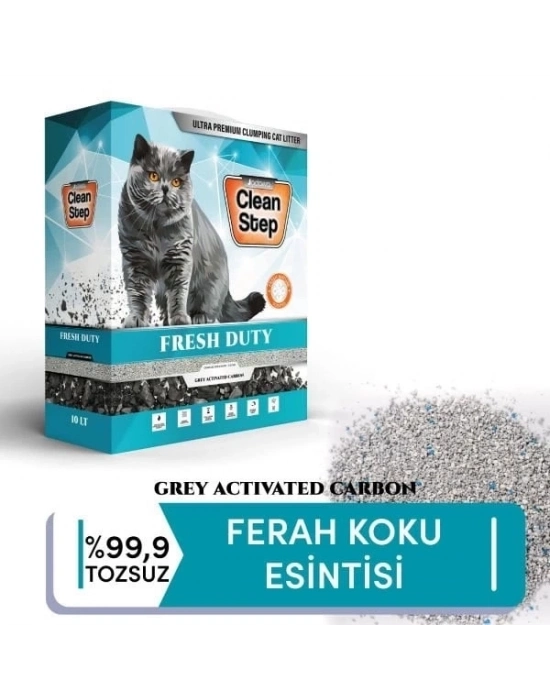 ÇOK SATAN Clean Step Fresh Duty Aktif Karbonlu Bahar Kokulu İnce Taneli Topaklanan Bentonit Kedi Kumu 10 Lt