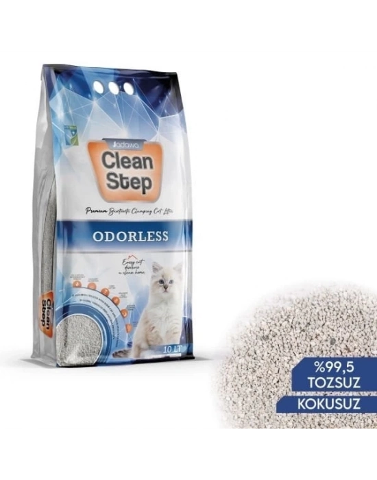 ÇOK SATAN Clean Step Odorless Aktif Karbonlu Kokusuz İnce Taneli Topaklanan Bentonit Kedi Kumu 10 Lt