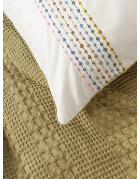 ÇOK SATAN Cotton Box Aura Çift Kişilik Pike Takımı Pebble Hardal