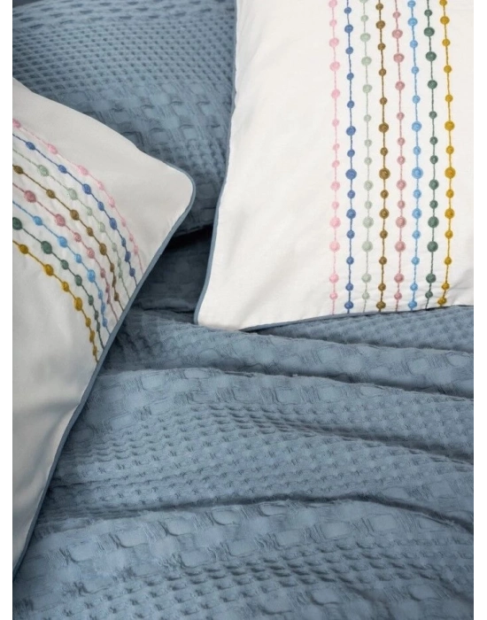 ÇOK SATAN Cotton Box Aura Çift Kişilik Pike Takımı Pebble İndigo