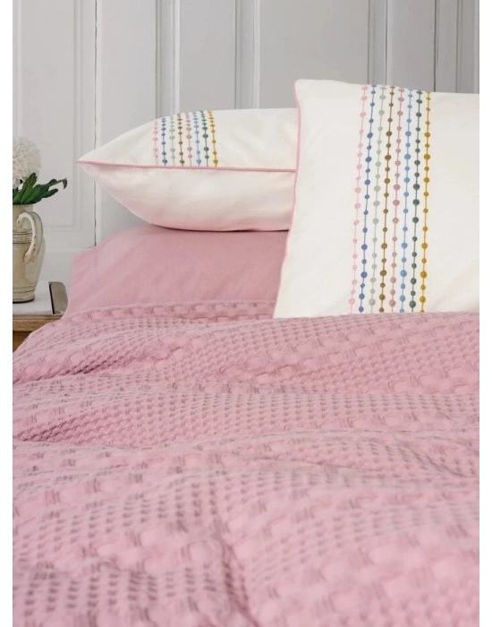 ÇOK SATAN Cotton Box Aura Çift Kişilik Pike Takımı Pebble Pembe