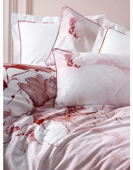 ÇOK SATAN Cotton Box Çift Kişilik Elit Saten Nevresim Takımı Gules Kırmızı
