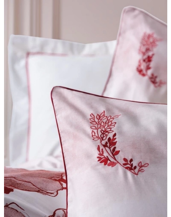 ÇOK SATAN Cotton Box Çift Kişilik Elit Saten Nevresim Takımı Gules Kırmızı