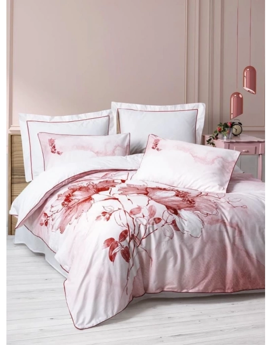 ÇOK SATAN Cotton Box Çift Kişilik Elit Saten Nevresim Takımı Gules Kırmızı
