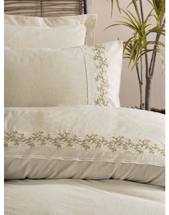 ÇOK SATAN Cotton Box Cotton Keten Çift Kişilik Nevresim Takımı Darian