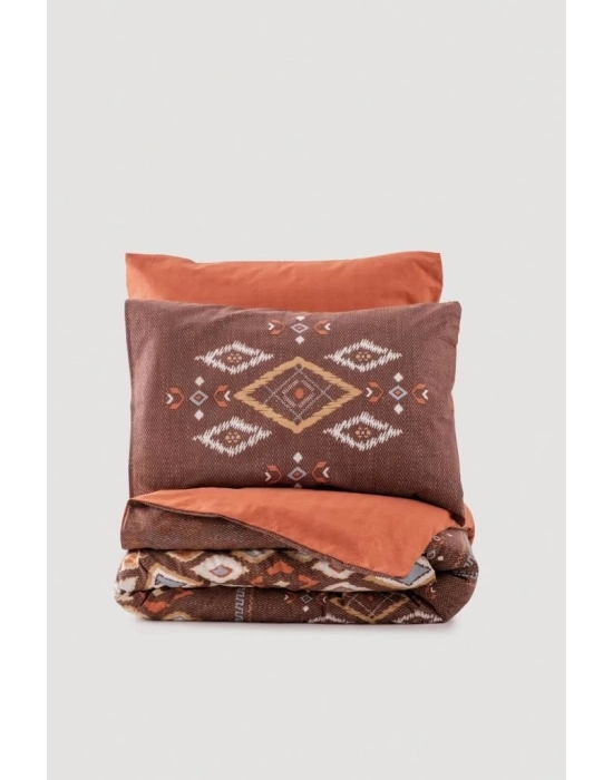 ÇOK SATAN Cotton Box Etnich Nevresim Takımı Çift Kişilik Belize Kahve