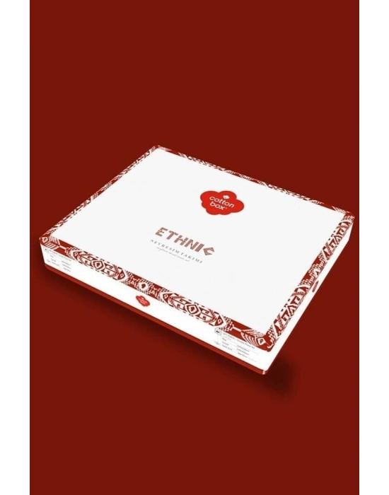 ÇOK SATAN Cotton Box Etnich Nevresim Takımı Çift Kişilik Belize Kahve