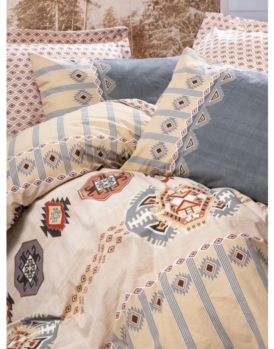 ÇOK SATAN Cotton Box Etnich Nevresim Takımı Çift Kişilik Dakota Gri