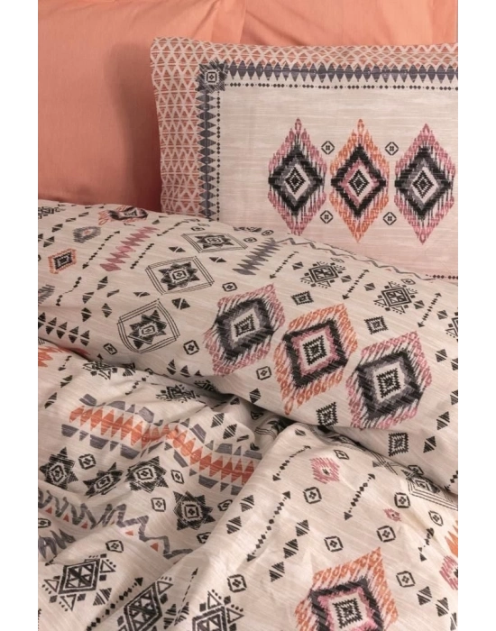 ÇOK SATAN Cotton Box Etnich Nevresim Takımı Çift Kişilik Kateri Somon