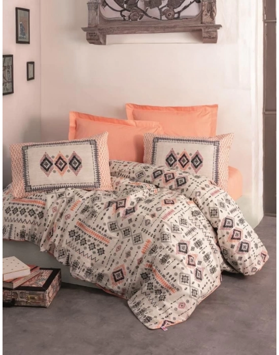 ÇOK SATAN Cotton Box Etnich Nevresim Takımı Çift Kişilik Kateri Somon