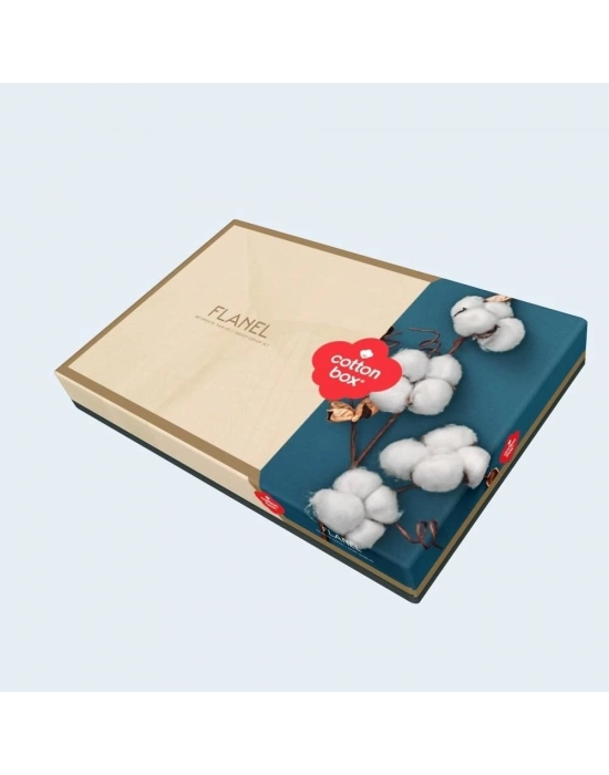 ÇOK SATAN Cotton Box Flanel Nevresim Takımı Çift Kişilik Lavanid Mavi