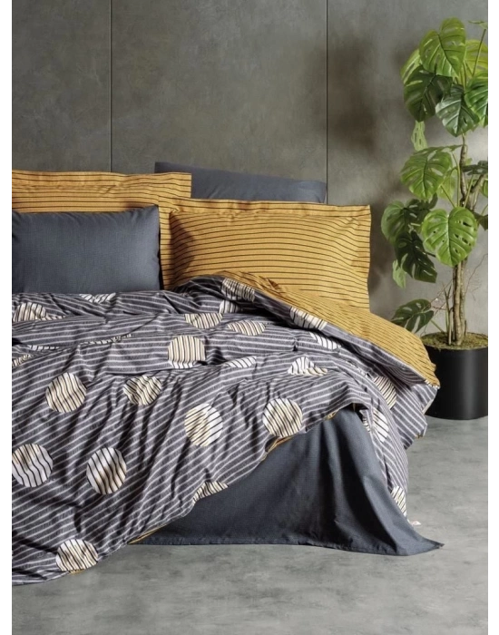 ÇOK SATAN Cotton Box Modern Çift Kişilik Nevresim Takımı Strew Gri