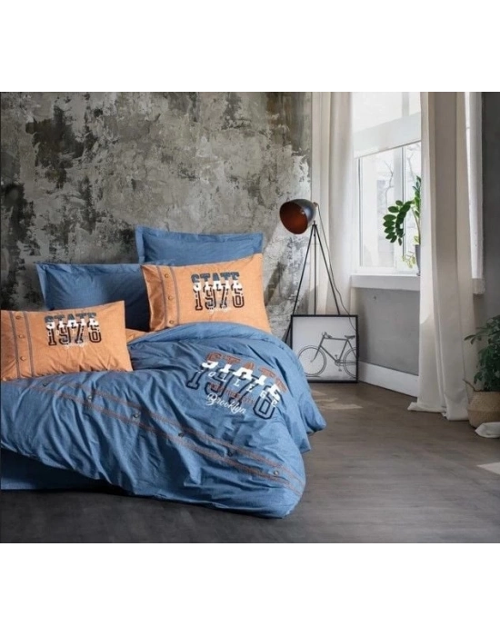 ÇOK SATAN Cotton Box Mood Nakışlı Ranforce Çift Kişilik Nevresim Takımı State Tarçın