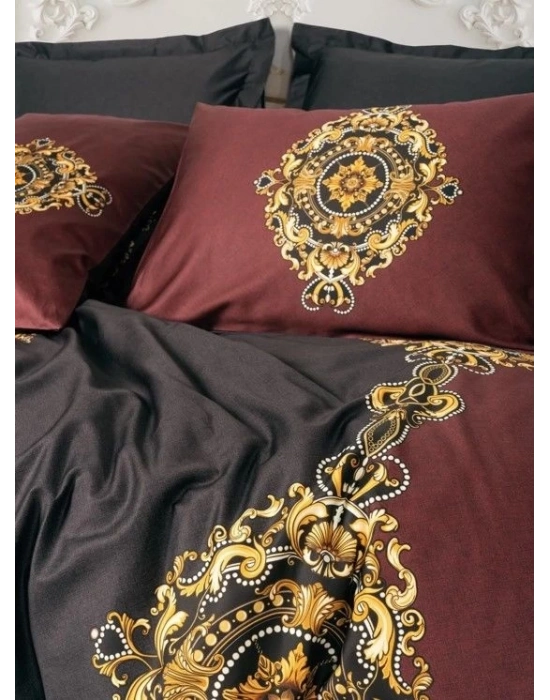 ÇOK SATAN Cotton Box Palace Saten Çift Kişilik Nevresim Takımı Ebren Antrasit