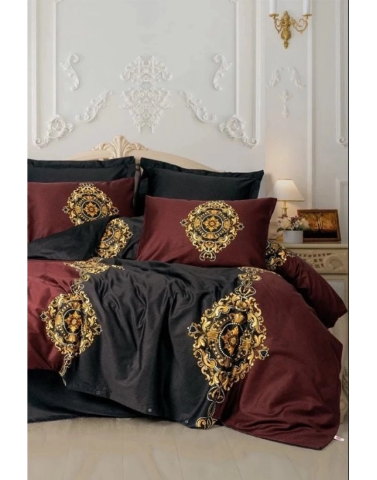 ÇOK SATAN Cotton Box Palace Saten Çift Kişilik Nevresim Takımı Ebren Antrasit