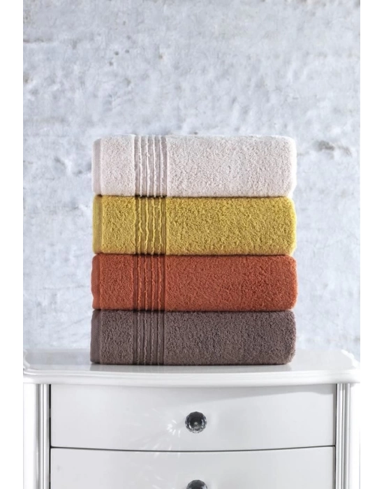 ÇOK SATAN Cotton Box Plump 50x90 4lü Havlu Seti Mercan Sarı Kahve Bej