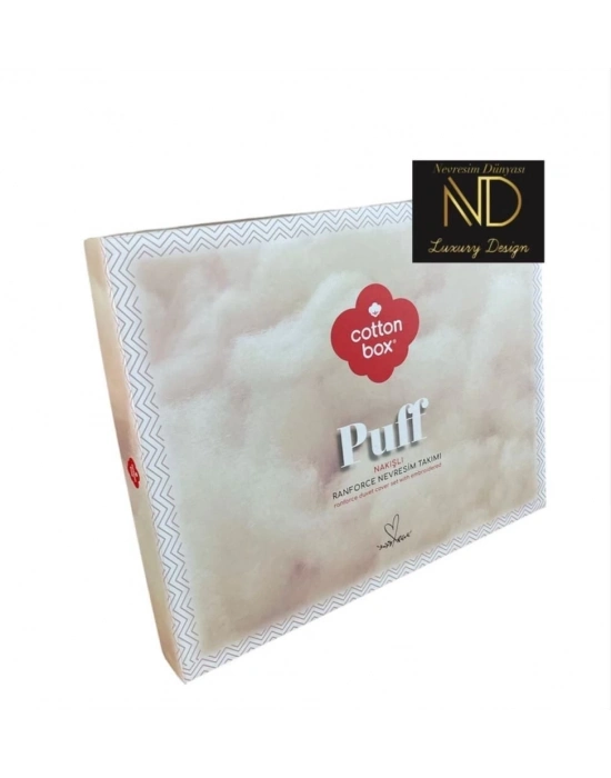 ÇOK SATAN Cotton Box Puf Nakışlı Ranforce Çift Kişilik Nevresim Takımı Mirely Siyah Kiremit