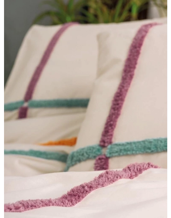 ÇOK SATAN Cotton Box Puff Nakışlı Ranforce Çift Kişilik Nevresim Takımı İnsula Gülkurusu