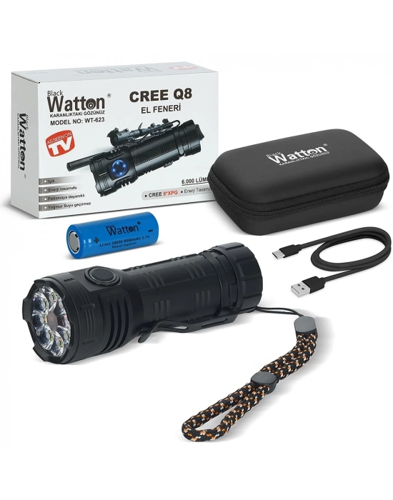 ÇOK SATAN Cree Q8- Xpg 8+1 Led  Şarjlı El Feneri  Wt-623