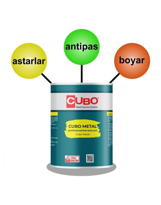 Cubo Metal Pas Boyası Beyaz 0,75 Litre