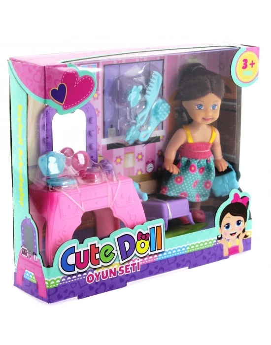 ÇOK SATAN Cute Doll Mini Bebek Aksesuarlı ve Makyaj Masalı Oyun Seti