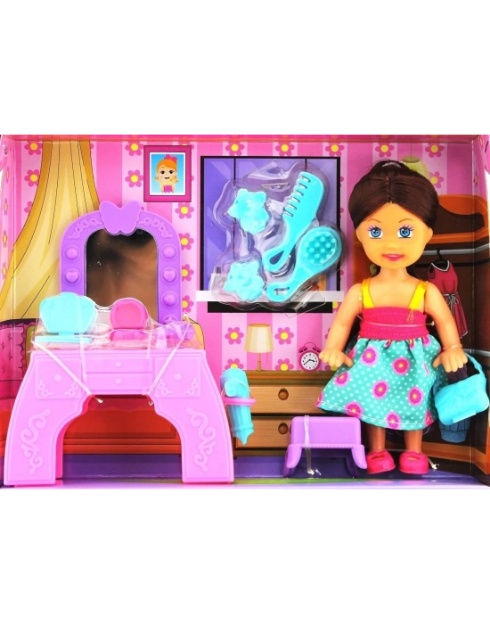 ÇOK SATAN Cute Doll Mini Bebek Aksesuarlı ve Makyaj Masalı Oyun Seti