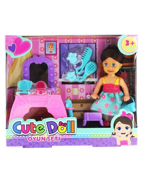 ÇOK SATAN Cute Doll Mini Bebek Aksesuarlı ve Makyaj Masalı Oyun Seti