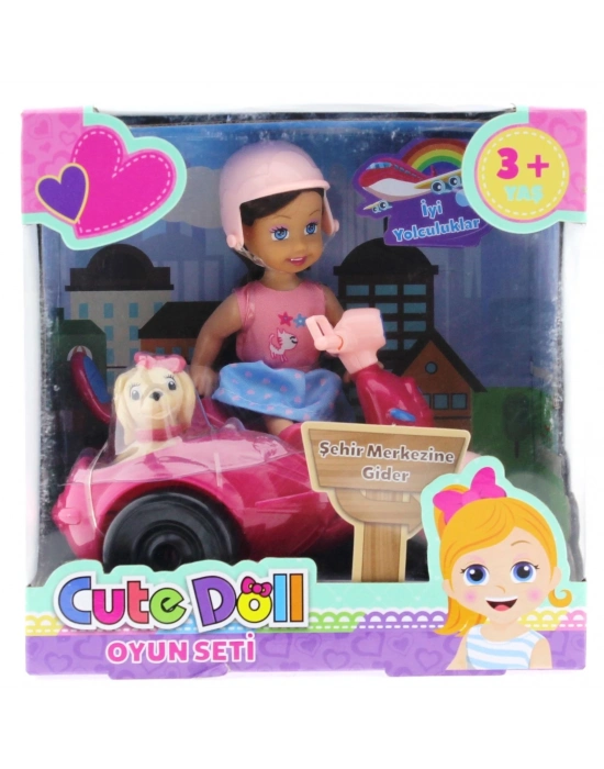 ÇOK SATAN Cute Doll Mini Bebek ve Köpekli Mor Motorsiklet