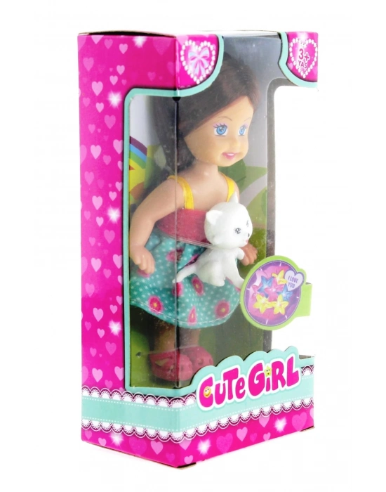 ÇOK SATAN Cute Girl Kedi Figürlü Kumral Mini Bebek