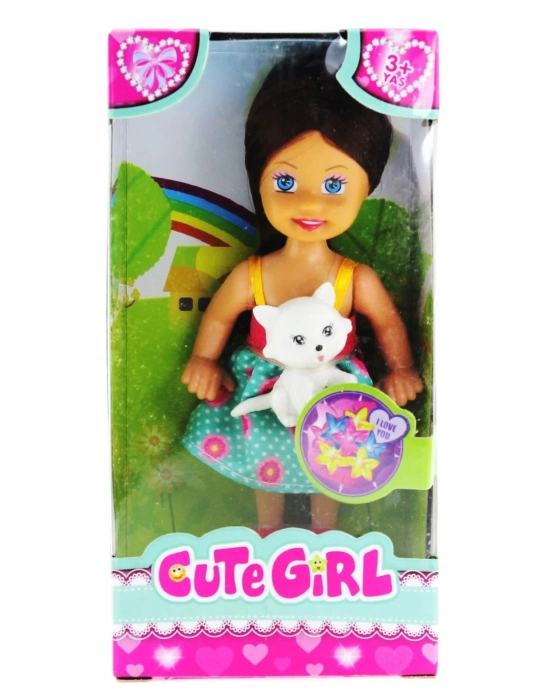 ÇOK SATAN Cute Girl Kedi Figürlü Kumral Mini Bebek
